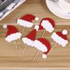 24pcs Santa Hat Cake Topper Xmas Appetizer Pick Christmas Dessert Topper Christmas Toothpicks Food Picks Holiday Cake Decorations Cake Toppers Paper Cup Bamboo view 3