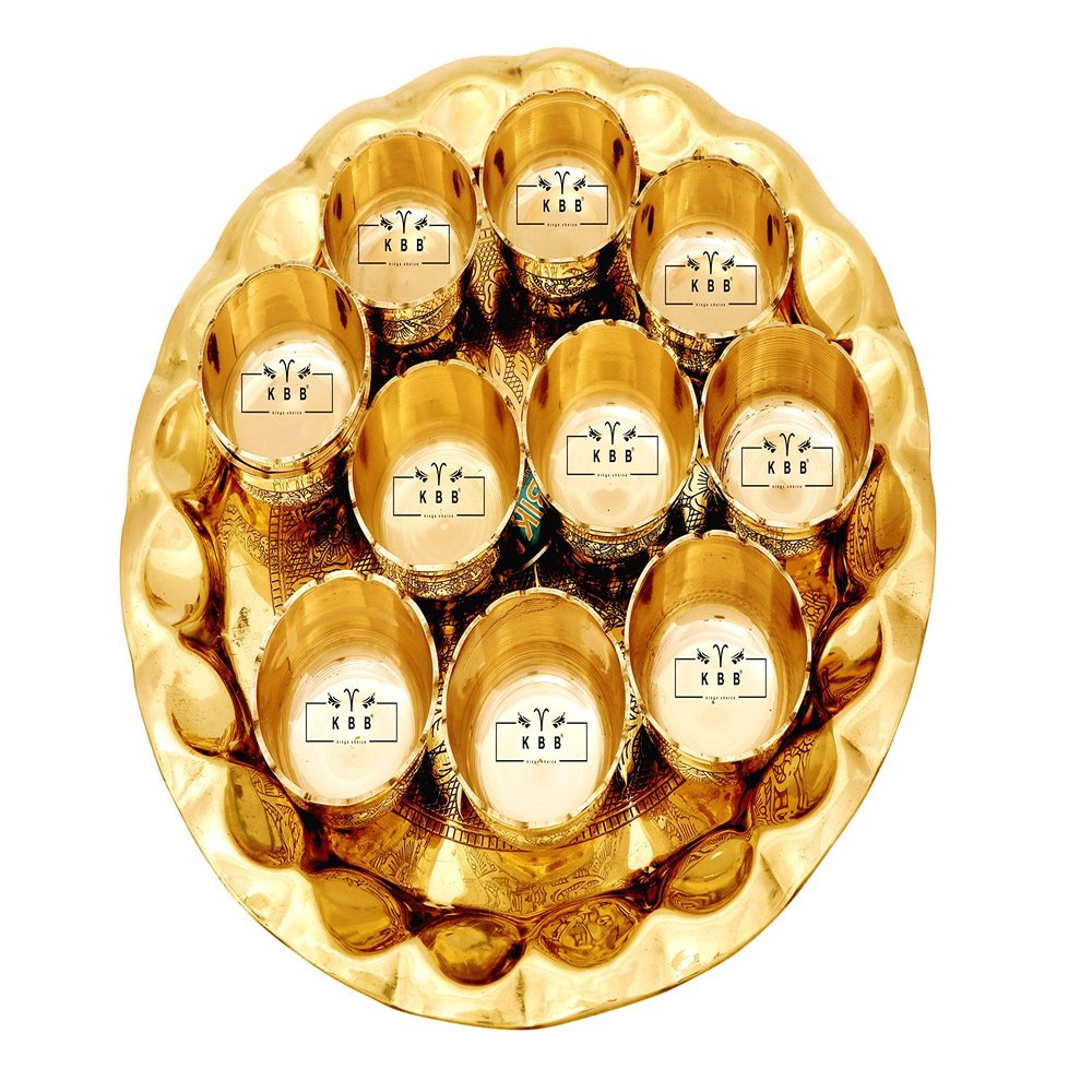 KBB Brass Deepak THALI - Diya THALI -Pooja THALI | Fancy Design |11 PCS Deepak