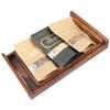 Jaiccha Ghasitaram Set of 2 Striped Wooden Trays Cashews,Almonds and Chocolate Coated Almonds |Diwali,Holi,Rakhi,Valentine,Christmas,Birthday,Anniversary,Gift for Her,Him,Mothers Day,Fathers Day| view 1