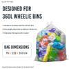 100 x 360L Clear Wheelie Bin Liners | Extra Heavy-Duty 30 Micron Refuse Sacks | Fits 360L Wheelie Bins | For Recycling, Waste Auditing & Commercial Use view 3