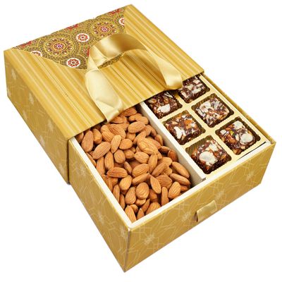 Ghasitaram Gifts Diwali Gifts - Bag Box with Almonds and Sugarfree Bites |Diwali,Holi,Rakhi,Valentine,Christmas,Birthday,Anniversary,Gift for Her,Him,Mothers Day,Fathers Day|