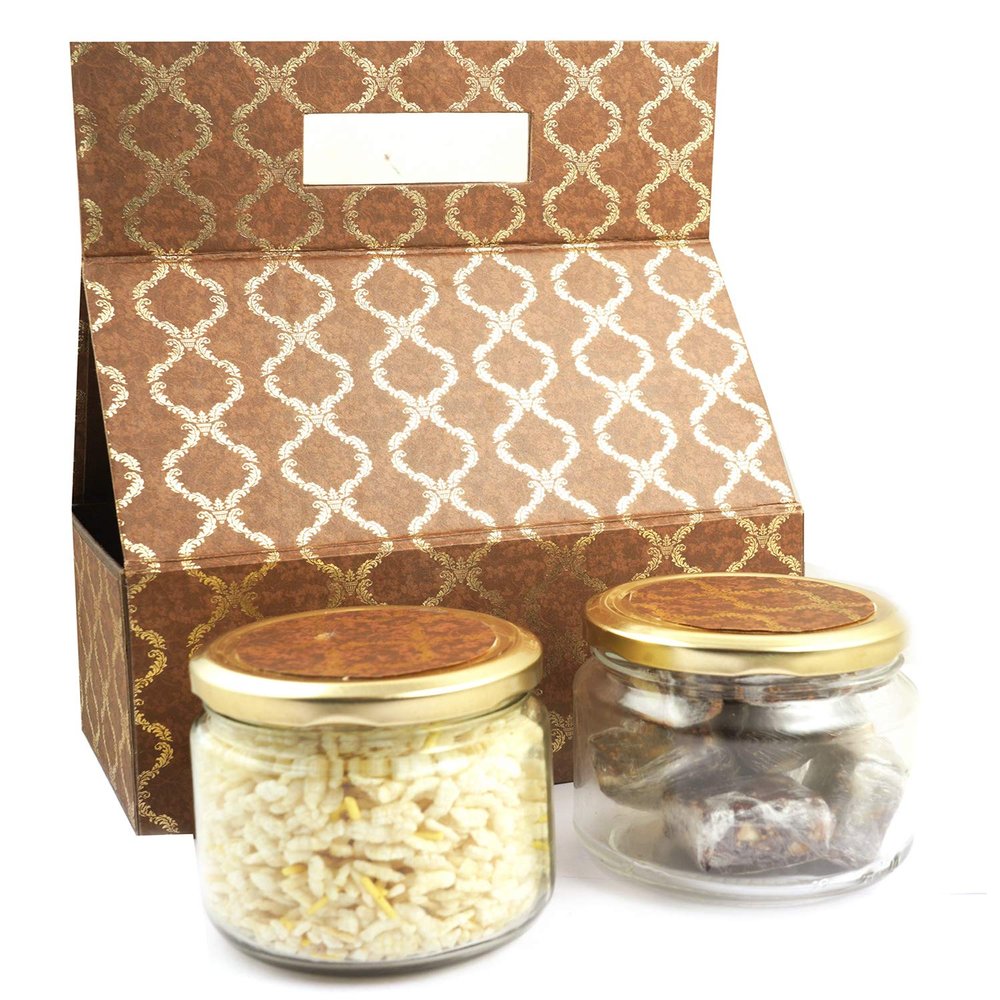 Ghasitaram Gifts Diwali Gifts - 2 Jars Bag Box Bites Sugarfree Bites and Diet Chiwda |Diwali,Holi,Rakhi,Valentine,Christmas,Birthday,Anniversary,Gift for Her,Him,Mothers Day,Fathers Day|