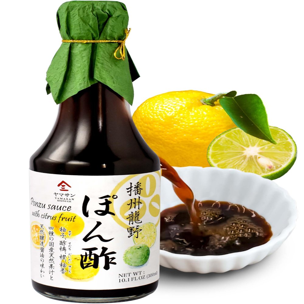 chaganju Ponzu Soy Sauce made in Japan, Natural Brewing, No Additives, Distinctive Aroma of 4 kinds of Japanese Native Citrus 300ml (Yamasan)