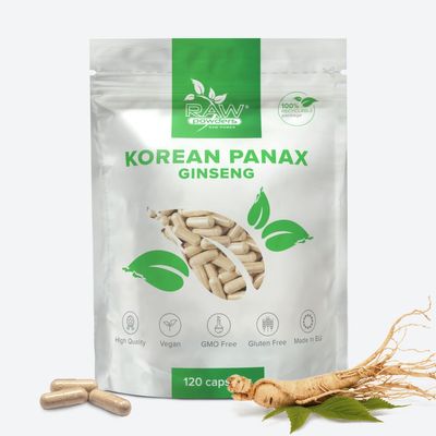 Korean Panax Ginseng 2000mg, 120 Caps Energy & Cognitive Support Pure Ingredients, GMO & Gluten Free GMP Certified Herbal Supplement by Raw Powders