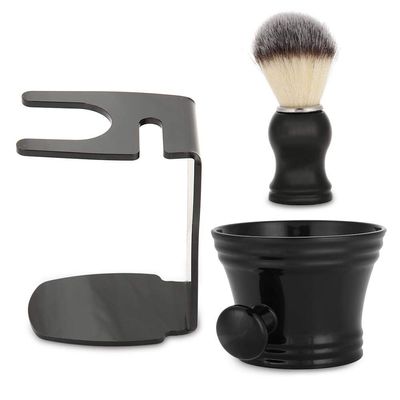 3 IN 1 Shaving Brush Set With Brush Stand and Soap Bowl Shaving Kit Tool for Home and Travel Use