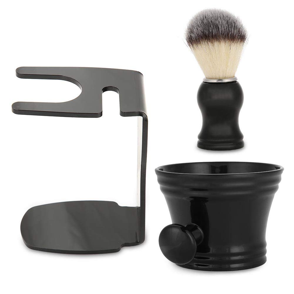 3 IN 1 Shaving Brush Set With Brush Stand and Soap Bowl Shaving Kit Tool for Home and Travel Use