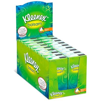 Kleenex Balsam Handkerchiefs Counter Display Soothing with Aloe Vera 18 Packs 1 Pack (1 x 468 g)
