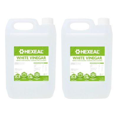 Hexeal White Vinegar 10L  2 x 5L of Food Grade White Vinegar for Cooking, Cleaning, Pickling & Baking  Cleans Surfaces, Deodorises & Removes Grime