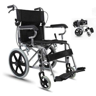 Ultra Lightweight Transport Wheelchair Flip Back Desk Arms, Folding Transport Chair with Foot Rests Wheel Chair for Elderly Disabled, Travel and Storage