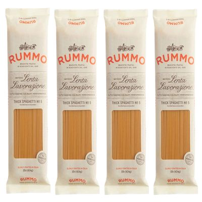 Rummo Lenta Lavorazione Thick Spaghetti No. 5, 1 pound (Pack of 4)