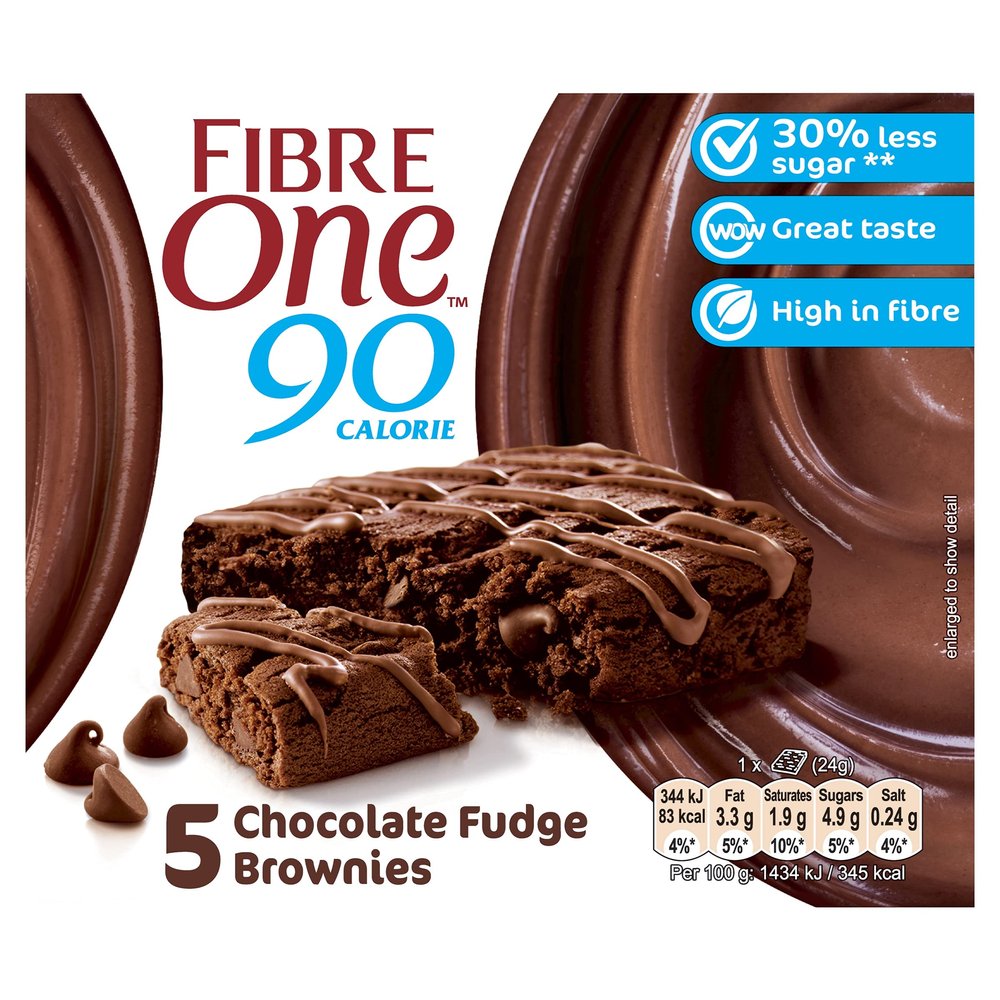 Fibre One Chocolate Fudge High Fibre Brownies 5 x 24g,