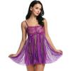 adqw Women's Erotic Sleepwear & Robe Sets Babydoll Sexy Lingerie Dress Strap Sheer Hollow Lace Erotic Nightgown Sexy Costume Fantasias Sleep Dress + G-String-Purple_XL view 2