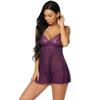 adqw Women's Erotic Bodystockings Women Sexy Lingerie Lace Patchwork Sexy Clothes Babydoll Erotic Floral V-Neck Sleeveless Nightdress Sexy Underwear-Purple_M view 2