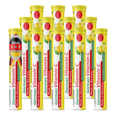 Vitamin C 180 mg - 12 x 20 effervescent Tablets - Lemon Flavor - T&D Pharma German Vitamin C - Made in Germany