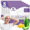 Medcosa No Rinse Shampoo Caps - Waterless Shampoo and Conditioner Hair Wash Cap - Dry Hair Washing Aids with Aloe Vera and Vitamins - Pack of 5 Rinse Free No Water Shower Caps view 1
