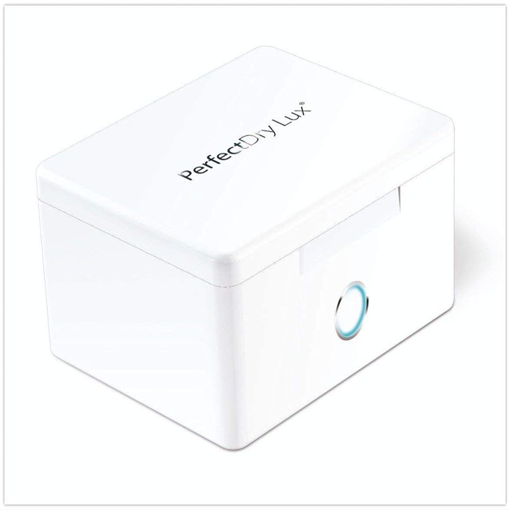 PERFECTDRY LUX DEHUMIDIFIER, UV-C disinfection and drying for hearing device systems. White