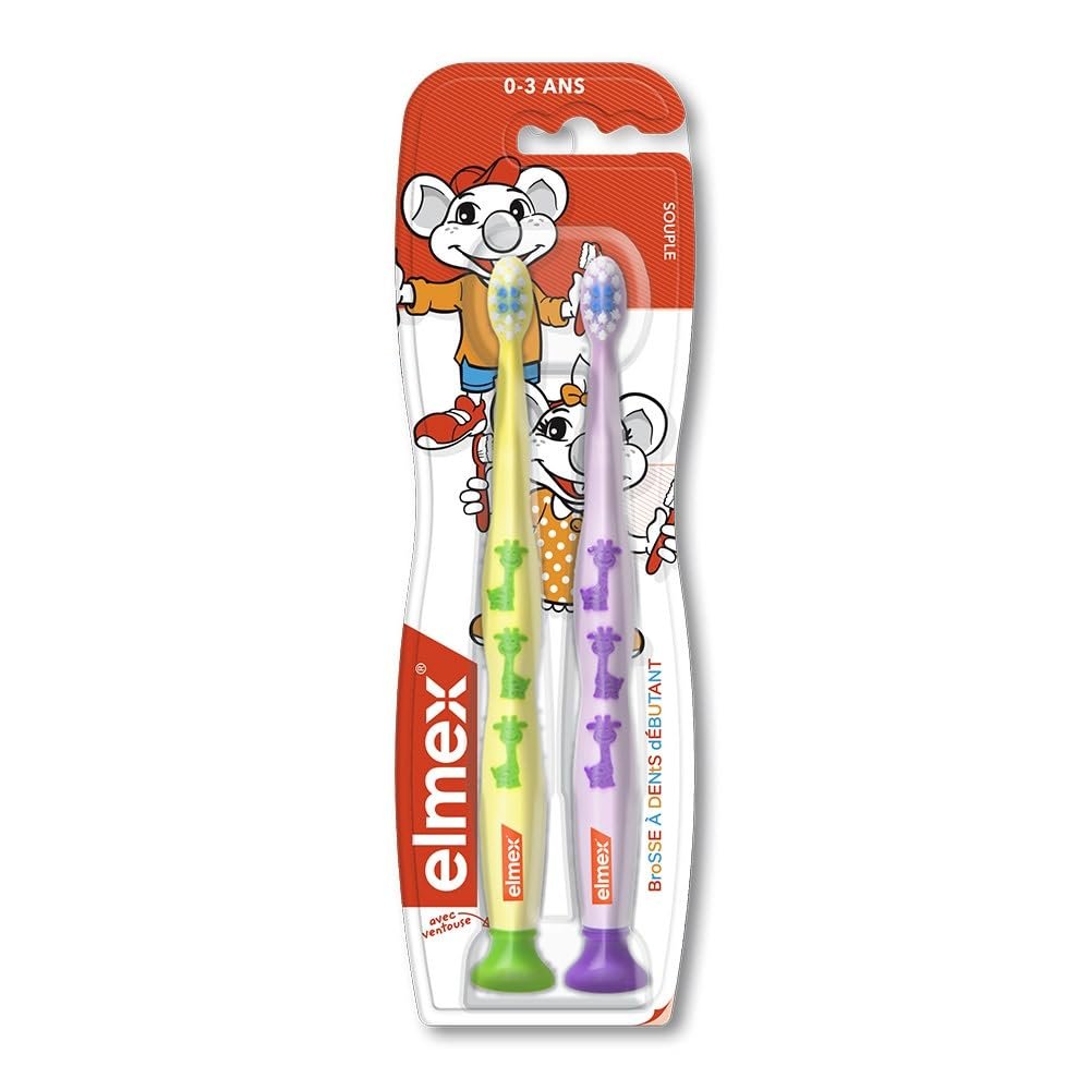 Elmex 2 Toothbrushes Beginner Soft 0-3 Years Old - Blue and Purple