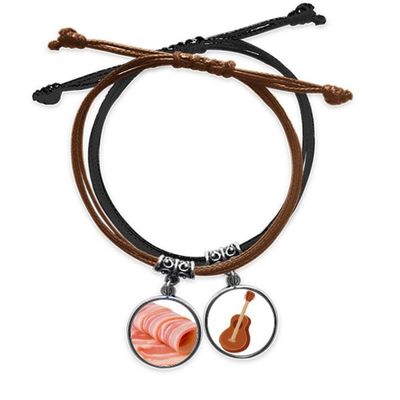 Bestchong Lamb Roll Raw Meat Food Texture Bracelet Rope Hand Chain Leather Guitar Wristband