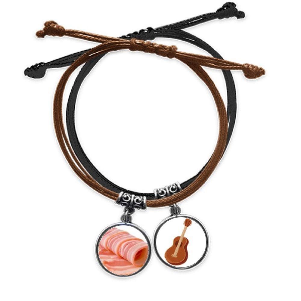 Bestchong Lamb Roll Raw Meat Food Texture Bracelet Rope Hand Chain Leather Guitar Wristband