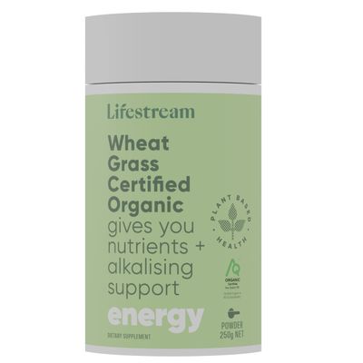 Certified Organic Wheat Grass Powder 250g, Alkalising and Detoxifying, Detox, Immune System, Vegan, No Added Dairy, Soy, Gluten or Wheat, 100% New Zealand Wheat Grass Leaf Powder