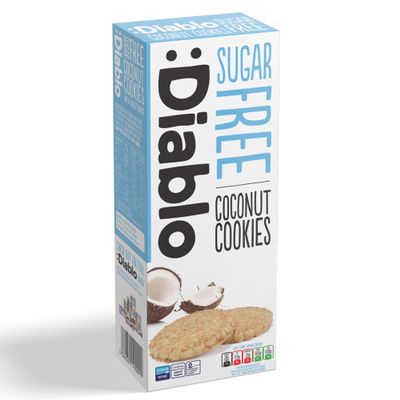 Diablo Sugar Free Cookies, Coconut  Low Sugar Snacks, Cookies Biscuits for All, Sweetened with Maltitol, Ideal for Gifting, Festive Hampers, Holiday Events & Special Occasions  150g Pack of 1