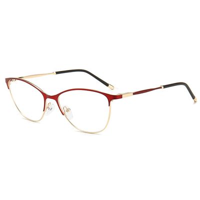 Anti Blue Light Reading Glasses Women Elegant Ultra Light Alloy Cateye Frame And Fatigue Blocking Lens Presbyopia Hyperopia Optical Eyewear,Red,+1.50