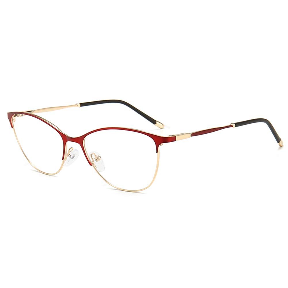 Anti Blue Light Reading Glasses Women Elegant Ultra Light Alloy Cateye Frame And Fatigue Blocking Lens Presbyopia Hyperopia Optical Eyewear,Red,+1.50