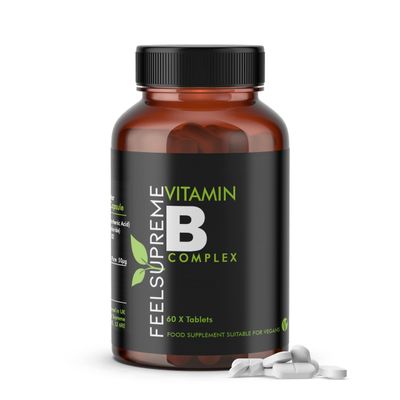 Feel Supreme - Vitamin B Complex - Supplement High Strength 8 in 1 - Vitamin B1, B2, B3, B5, B6, B12, Biotin and Folic Acid - 2 Months Supply - Brain Supplement, Health and Vitamins - 60 Tablets
