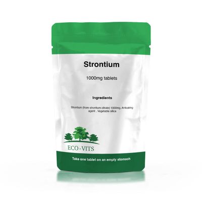 ECO-VITS Strontium (1000MG) 240 TABS. Recyclable Packaging. Sealed Pouch