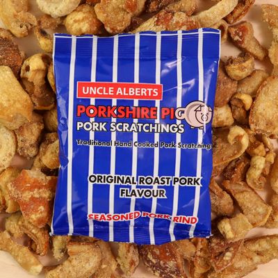 Uncle Alberts Porkshire Pig Premium Pork Scratchings, 12x60g, Perfectly Seasoned, Pub Style, Low Carb, Keto Friendly, Hand Cooked