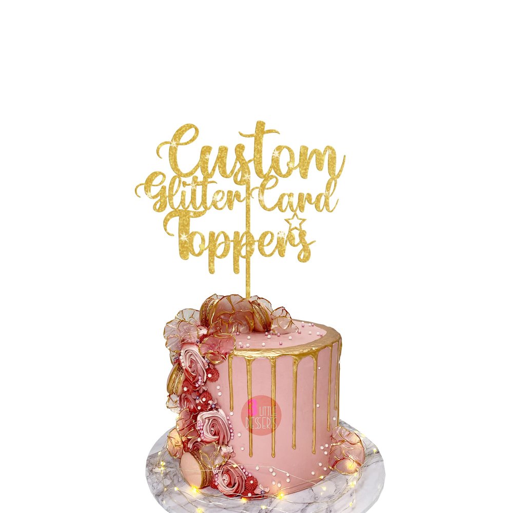 Custom Cake Topper, Gold Glitter, Personalized Cake Topper, Custom Text Cake Topper, Birthday, Bride, Wedding,Retirement Graduate, Decorations (GOLD)