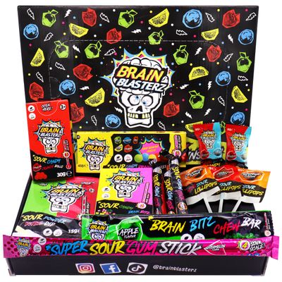Brain Blasterz Christmas Sweets Gift Box - Extreme Sour Sweets Selection Box - 14 pcs Special Edition Sour Candy Collection - Vegan & Halal - Fun Family Xmas Gift or Stocking Filler, Birthdays & More