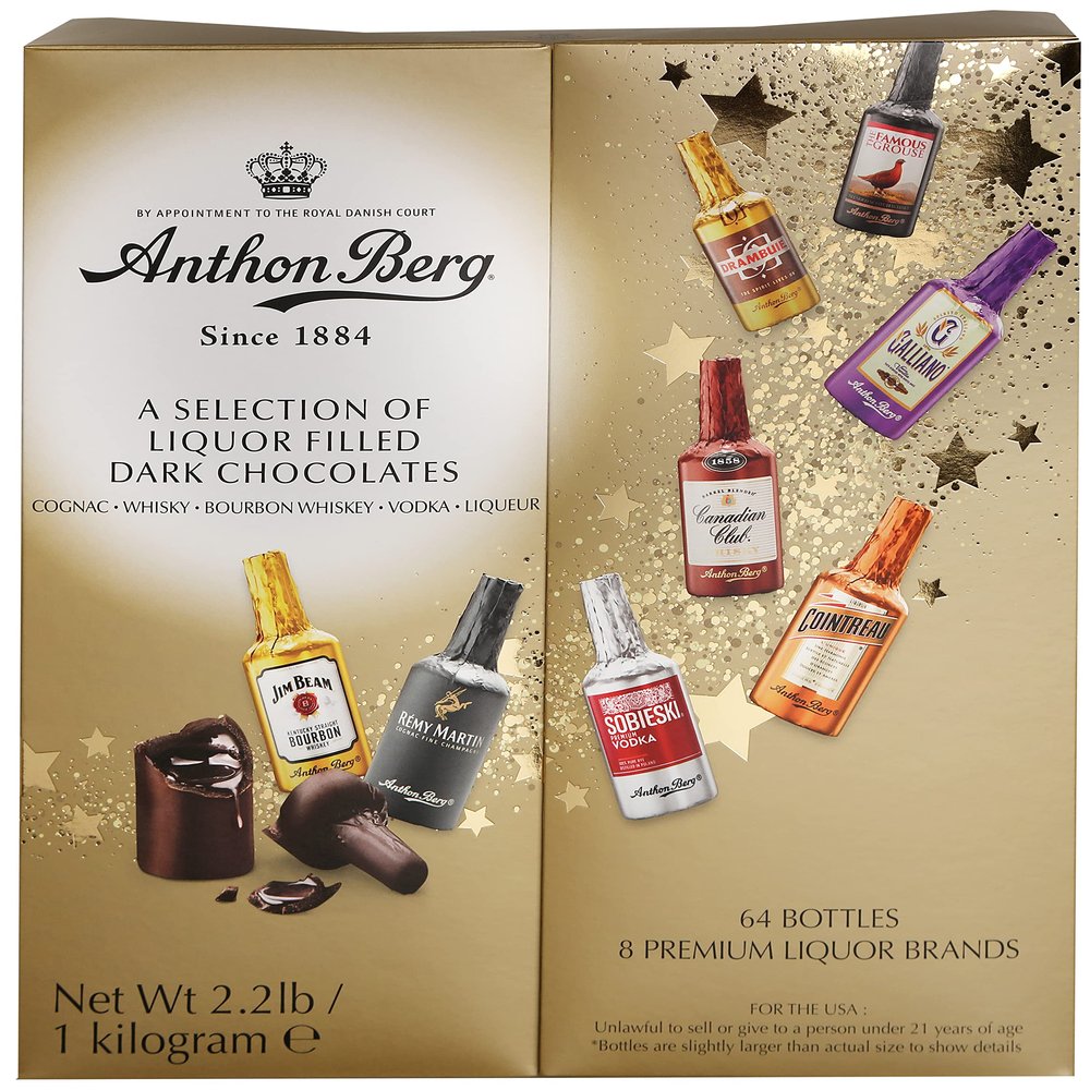 Anthon Berg - Chocolate Liqueurs - Famous Liqueur Brands - 64 bottles 1000g - With a Delicious Liquid Filling