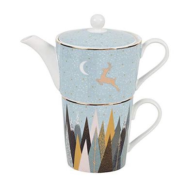 Portmeirion Sara Miller Frosted Pines Christmas Tea for One Set