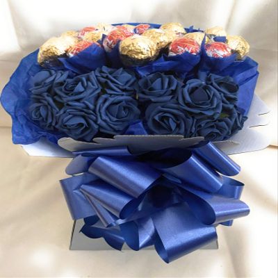 Baskets Hampers and More Dark Blue & chocolate bouquet - Sweet Gift Hamper