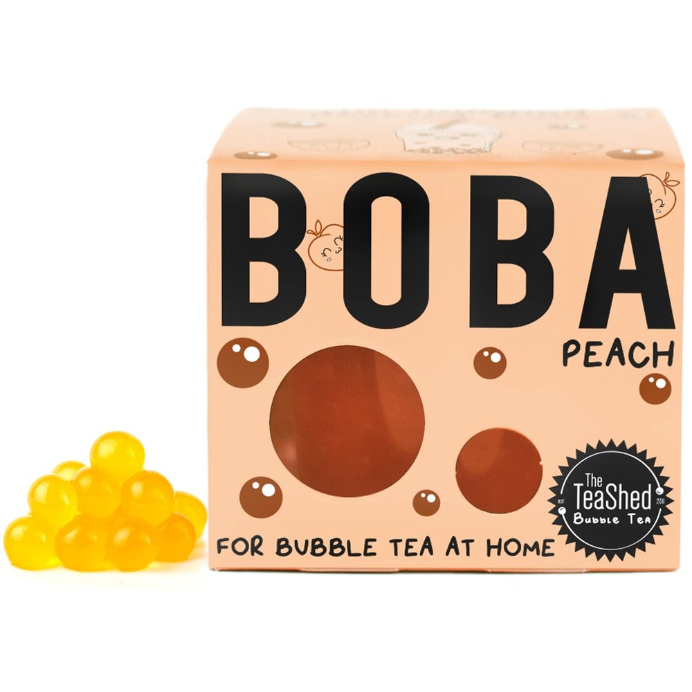 The TeaShed Popping Boba Peach | 1 x 150 Grams | 3 Servings | Make Bubble Tea at Home