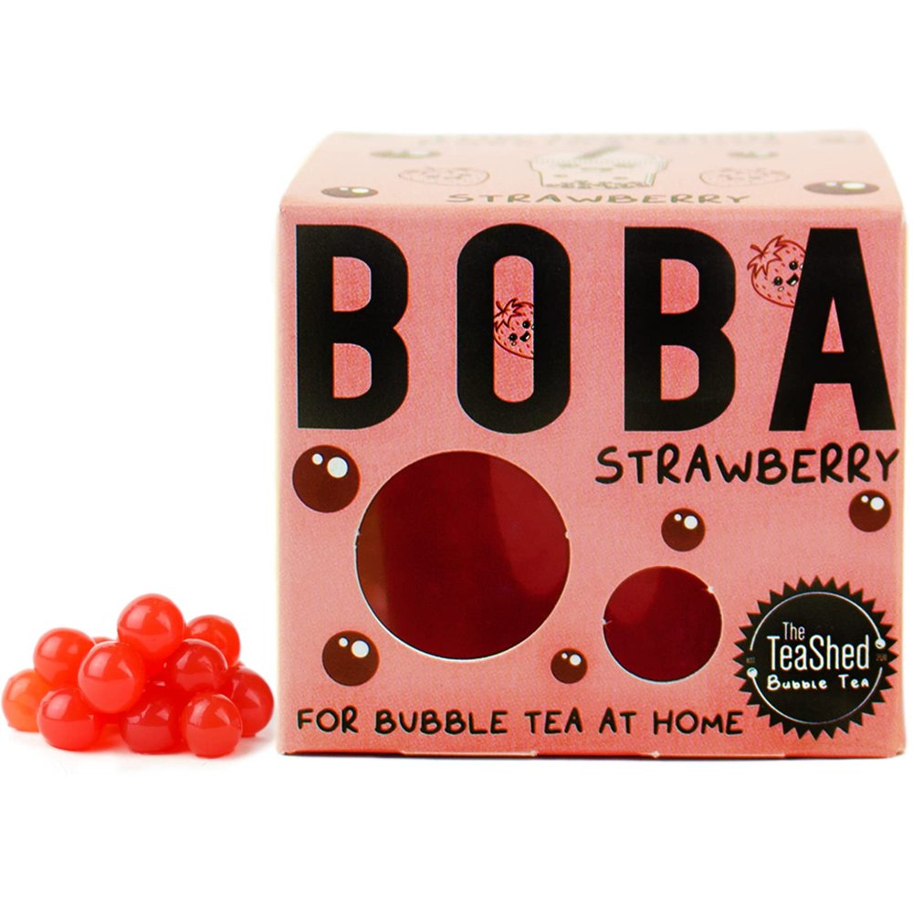 The TeaShed Popping Boba Strawberry | 1 x 150 Grams | 3 Servings | Make Bubble Tea at Home