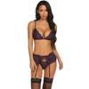 adqw Women's Erotic Sleepwear & Robe Sets Women's Erotic Bodystockings Women Babydoll Sexy Lingerie Set Floral Lace Cotton Exotic Bra Sets Plus Sizewomen Sex Products-Purple_M view 2