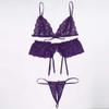 adqw Women's Erotic Sleepwear & Robe Sets Women's Erotic Bodystockings Women Babydoll Sexy Lingerie Set Floral Lace Cotton Exotic Bra Sets Plus Sizewomen Sex Products-Purple_M view 3