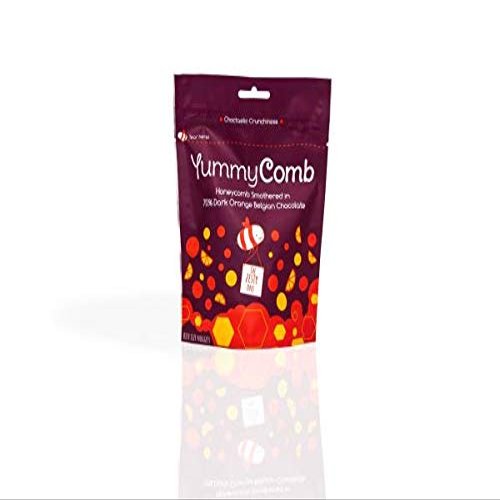 Yummycomb 70 percent Dark Orange Belgian Chocolate Honeycomb Pouch, 100g