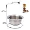 Dioche Shaving Stand and Bowl Set Metal Shaving Brush Holder Stainless Steel Razor Soap Stand Bowl for Men Beard Remover view 4