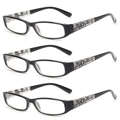 JM Reading Glasses with Spring Hinge 3 Pack Women, Lightweight Quality Vintage Readers Colorful Rectangular Glasses for Ladies +2.25 Magnifying