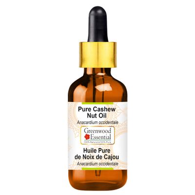 Greenwood Essential Pure Cashew Nut Oil (Anacardium occidentale) with Glass Dropper for Skin & Hair 30ml (1 oz)