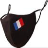 Touchstone French Flag embroidered 3 layer large size cotton face masks reusable machine washable adjustable for men, women. (Pack of 1). Black view 1