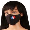 Touchstone French Flag embroidered 3 layer large size cotton face masks reusable machine washable adjustable for men, women. (Pack of 1). Black view 2