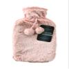 Olivia Rocco Plain Faux Fur Hot Water Bottle with Pom Poms Thermotherapy Hotwater Plush Fleece Bottles Winter Gift, Two Tone Pink view 1