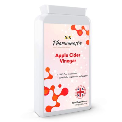 Apple Cider Vinegar Supplement 1500mg per serving - 120 Capsules Premium Quality Supplement Rich in Acetic Acid Keto Diet Friendly, Non-GMO, Gluten Free Supplement, UK Manufactured by Pharmanostix