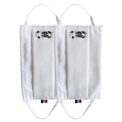Face Protection Washable Fabric 100% Cotton with Nasal Bar, Made in France, AFNOR Names, Set of 2 Pieces, with Reusable Hygienic Bag, Pop Art Panda (Off-White, Size S Children)