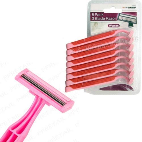32 X Ladies Pink Triple Blade Disposable Razors Strip Legs Smooth Shaving New