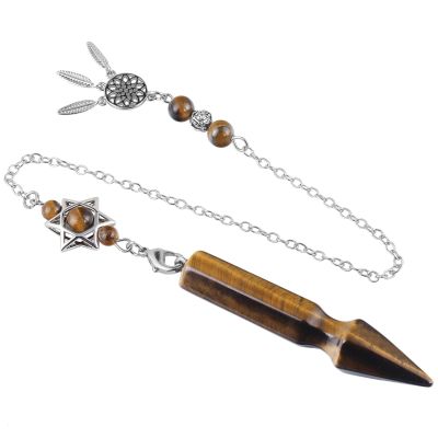 rockcloud Arrow Shape Crystal Stone Pendant Pendulum for Dowsing Divination Chakra Reiki Healing Meditation, Tiger Eye Stone